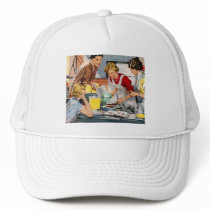 Vintage Retro Women Ad Let's Bake a Cake Hat