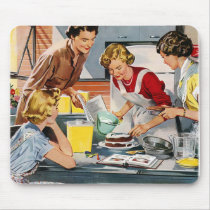 Vintage Retro Women Ad Let's Bake a Cake Mousepads