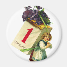 Vintage Retro Women Happy New Year Girl Magnets