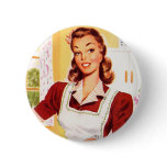 Vintage Retro Women Kitsch 50s Kitchen Magic Button