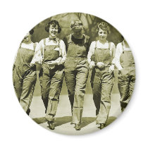 Vintage Retro Women Kitsch Jeans Overalls Girls Fridge Magnet