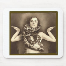 Vintage Retro Women Sideshow Snake Charmer Mousepads