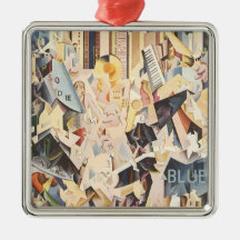 Vintage Rhapsody in Blue Art Deco Jazz Music Christmas Tree Ornament