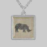 Vintage Rhinoceroses Silhouette Necklace necklaces