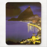 Vintage Rio De Janeiro at Night Mouse Mats