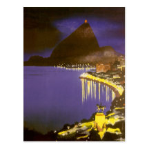Vintage Rio De Janeiro at Night Post Card