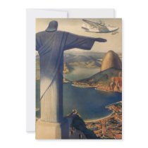 Vintage Rio De Janeiro, Christ the Redeemer Statue Personalised Invites
