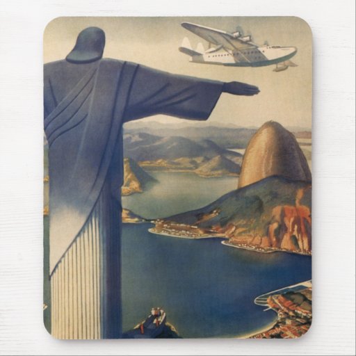 Vintage Rio De Janeiro, Christ the Redeemer Statue Mousepads