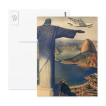 Vintage Rio De Janeiro, Christ the Redeemer Statue Post Card