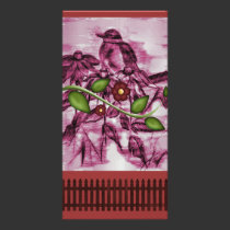 Vintage Robin, flower, fence photo cards