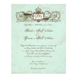 Vintage Robins Egg Blue Crown Swirl Flourish Personalized Announcements