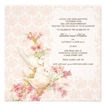 Vintage Romantic Birds in Love Wedding Invitation