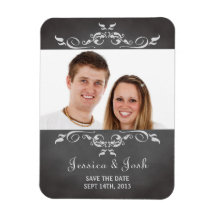 Vintage romantic chalkboard scroll save the date magnets