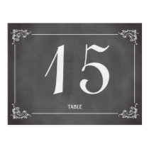 Vintage romantic chalkboard wedding table number postcards