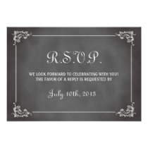 Vintage romantic grey chalkboard wedding response invitations