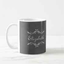 Vintage romantic grey faux chalkboard bridesmaid mugs