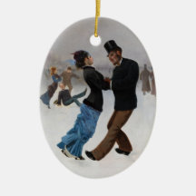 Vintage Romantic Ice Skaters Christmas Tree Ornaments