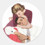 Vintage Romantic Love, Pink Retro Romance Sticker