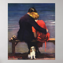 Vintage Romantic Love, Romance on the Beach Print