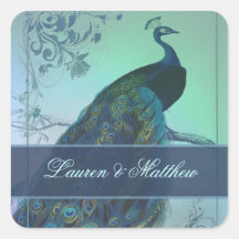 Vintage romantic peacock design stickers