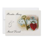 Vintage Romantic Wedding Heart Lock and Key Personalized Invitations