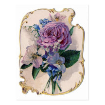 Vintage Rose and Lily of the Valley Postcard