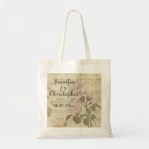 Vintage Rose and music score wedding set Bag