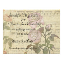 Vintage Rose and music score wedding set Personalised Announcement