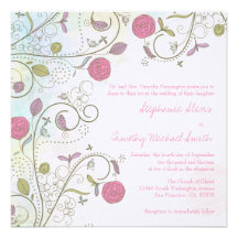 Vintage rose bud floral swirls wedding invitation