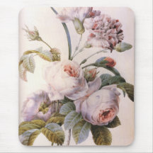 Vintage Rose, Carnation Bouquet Mouse Pad