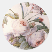 Vintage Rose, Carnation Bouquet Round Stickers