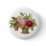 Vintage Rose Flower Basket buttons