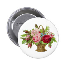 Vintage Rose Flower Basket Pins
