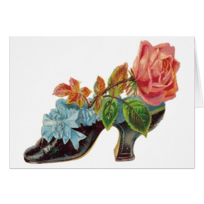 Vintage Rose in A Shoe Customisable Cards by vintagegiftmall