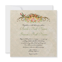 Vintage Rose n birds,  Wedding Invitation