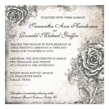Vintage Rose Wedding Invitation