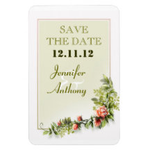 vintage roses save the date magnets