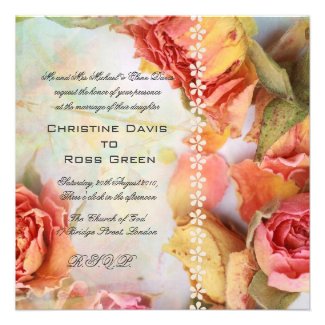 Vintage roses wedding invitation