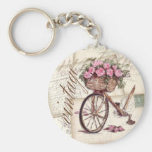 Vintage Rosy Bike Keychain