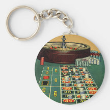 Vintage Roulette Table Casino Gambling Chips Keychain