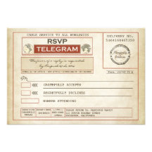 vintage RSVP WEDDING telegrams Announcement
