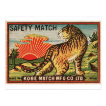 Vintage Safety Match Label - Tiger Postcards
