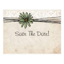 Vintage Sage Daisy Save The Date Post Cards