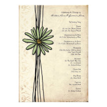 Vintage Sage Daisy Wedding Program Personalised Invitations