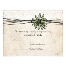 Vintage Sage Daisy Wedding RSVP Personalised Announcement