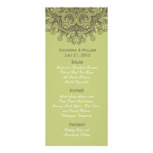 Vintage Sage Green Wedding Menu Rack Card