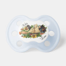 Vintage Sailboat Floral illustration - Pacifier