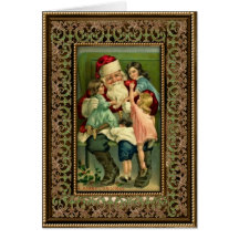 Vintage Santa and Children Christmas Card