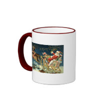 Vintage Santa and Sleigh Mugs