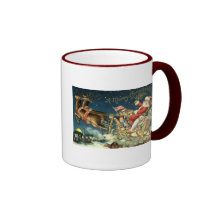Vintage Santa and Sleigh Mugs